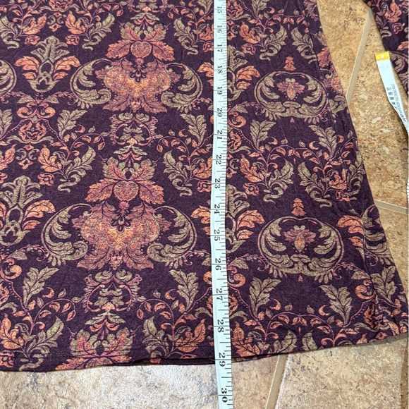 Soft Surroundings Chloe Paisley Print Turtleneck Top XLarge Maroon Orange Jersey - Picture 4 of 8